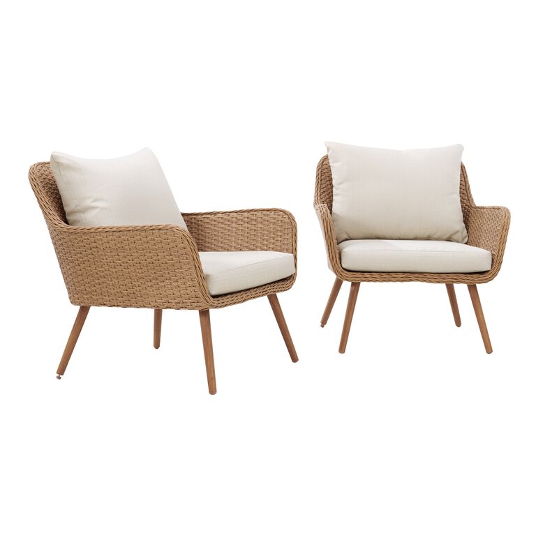 Simona Oatmeal All Weather Wicker Outdoor Chair Set of 2 image number 3