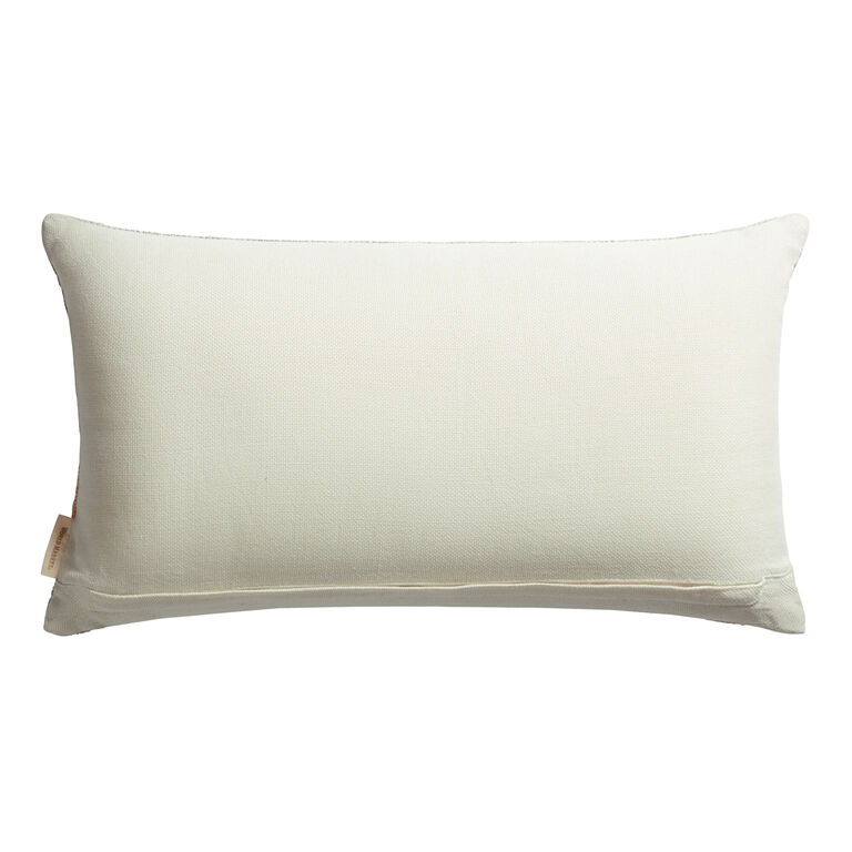 Taupe and Green Stripe Indoor Outdoor Lumbar Pillow image number 3
