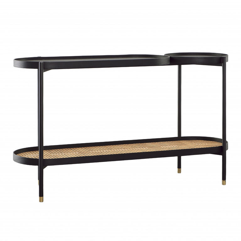 Bulmer Black Wood And Rattan Multi Surface Console Table image number 1