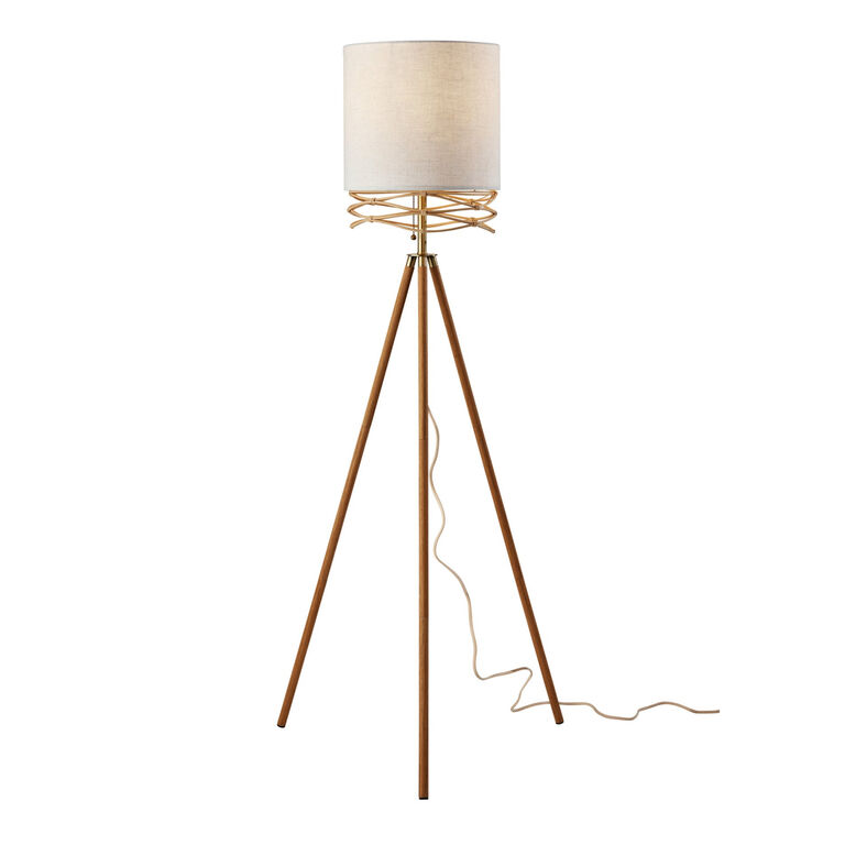 Caroga Rattan and Wood Tripod Floor Lamp image number 1