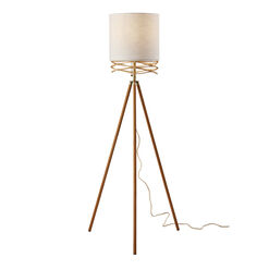 Caroga Rattan and Wood Tripod Floor Lamp