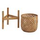 Natural Bamboo Planter with Wood Stand image number 1