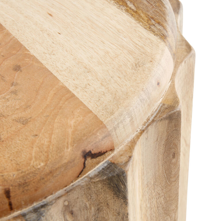 Ishan Round Driftwood Ridged End Table image number 3