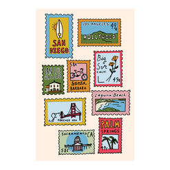 Buen Dia California City Stamps Wall Art Print