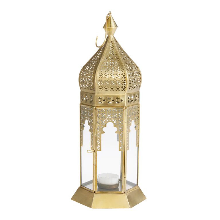 Latika Antique Gold Tabletop Candle Lantern image number 1