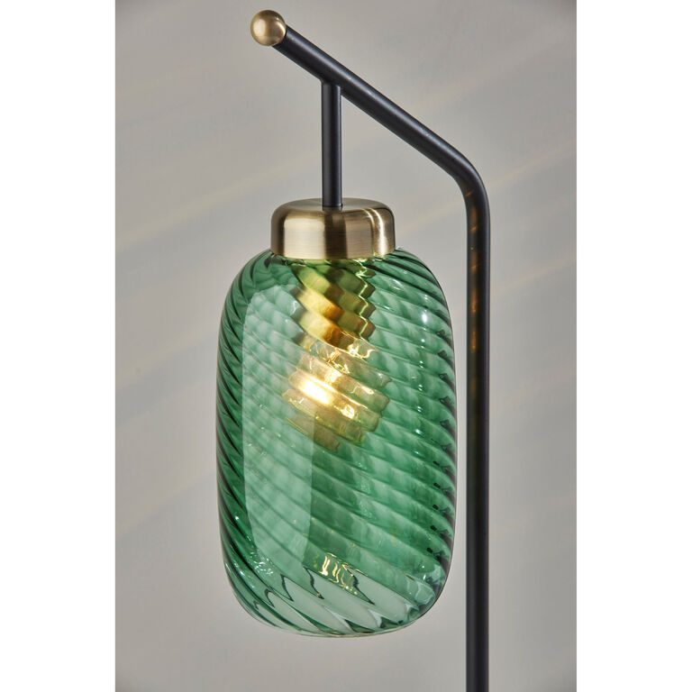 Darcie Emerald Green Glass Cylinder and Brass Task Lamp image number 4