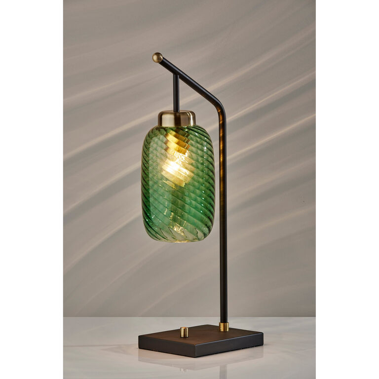 Darcie Emerald Green Glass Cylinder and Brass Task Lamp image number 3