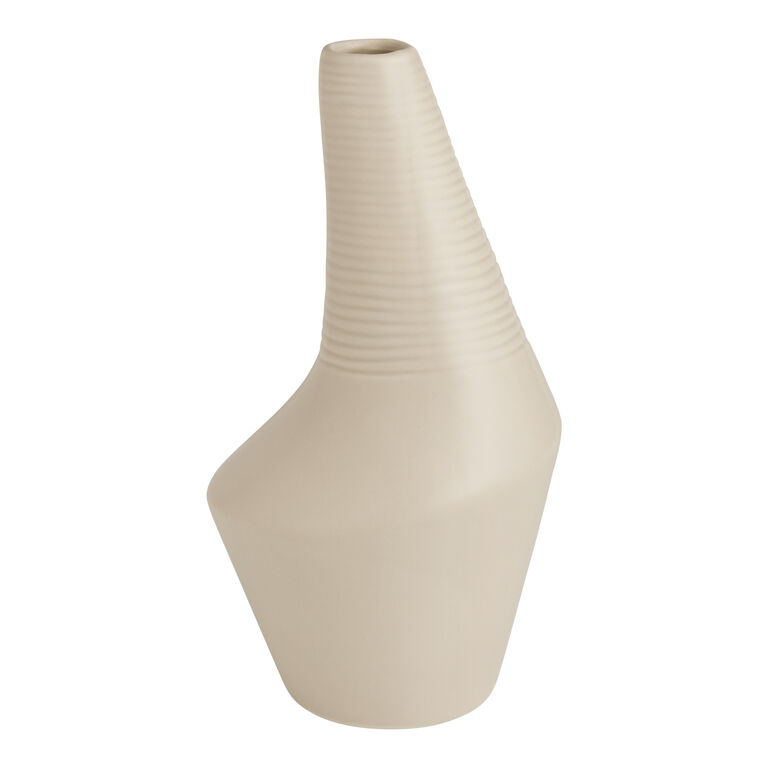 Tan Ceramic Abstract Tilt Vase image number 1