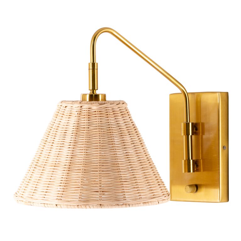 Cerro Gold And Rattan Dome Wall Sconce image number 1