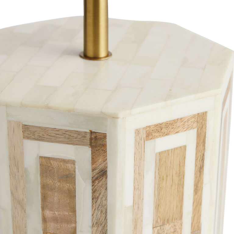 Cairo Mango Wood Bone Inlay Geometric Table Lamp Base image number 5