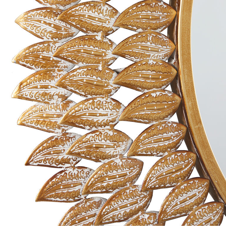 Gold Metal Layered Leaf Wall Mirror image number 4