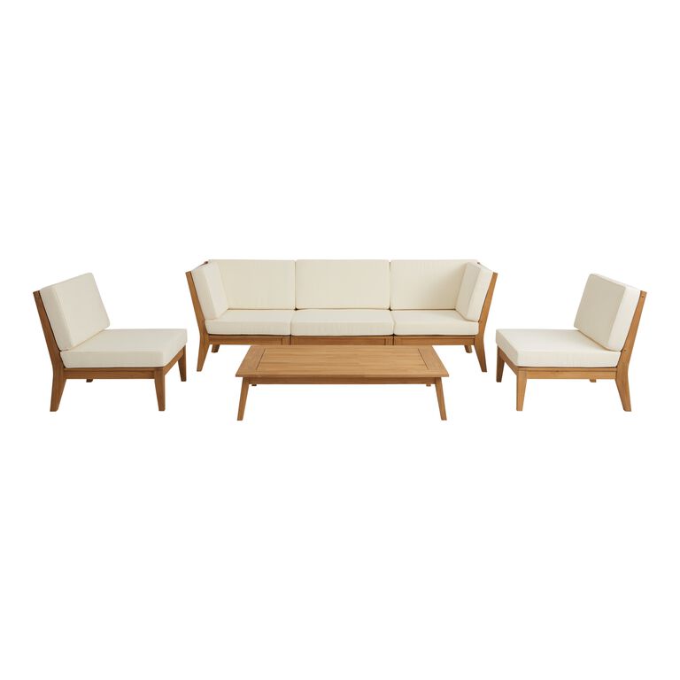 Somers Natural Teak Modular Outdoor Sectional Corner Chair image number 7