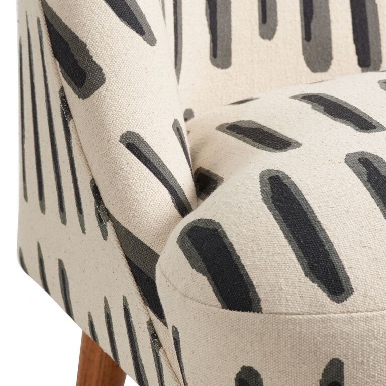Noemi Charcoal Gray And Ivory Dash Print Chair image number 7