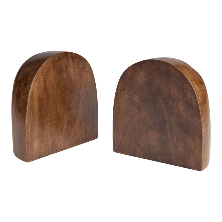 Rounded Acacia Wood Bookends image number 1