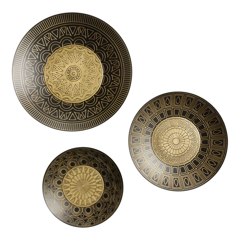 Gold and Black Metal Geo Disc Wall Decor 3 Piece image number 1