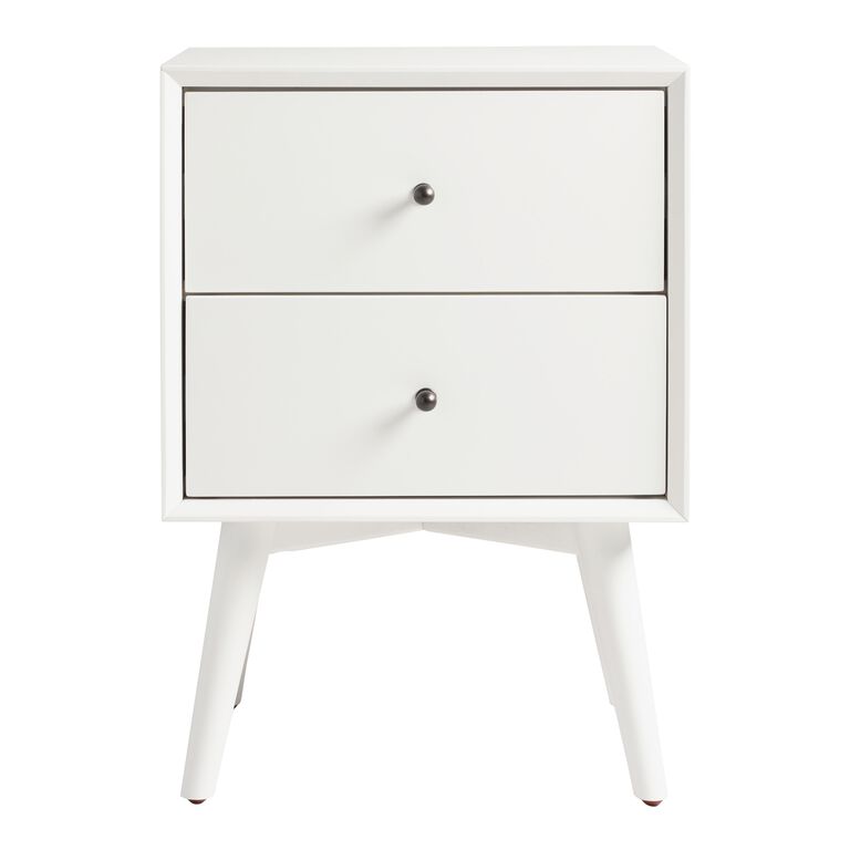 Brewton White Wood Nightstand With Drawers image number 2