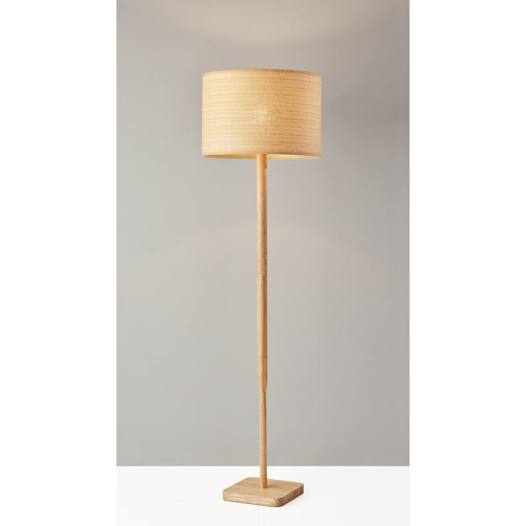 Latimer Wood and Natural Fiber Woven Floor Lamp image number 3