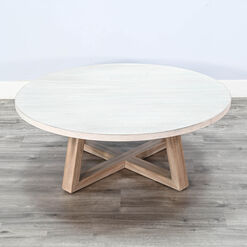 Lanyard Round Gray and Natural Wood Two Tone Coffee Table
