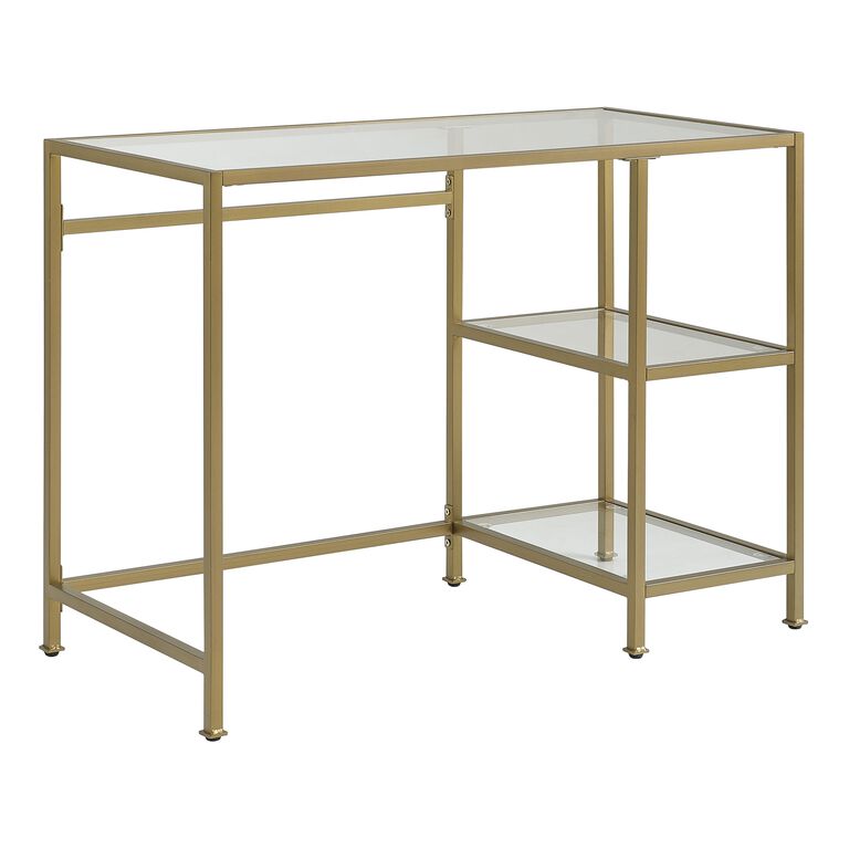 Milayan Metal and Glass Desk with Shelves image number 1