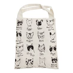 Black And White Illustrated Cats Canvas Tote Bag
