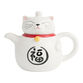 White Ceramic Lucky Cat Figural Teapot image number 0