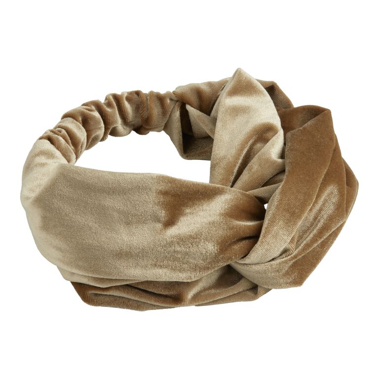 Olive Green Velour Knotted Headband image number 1