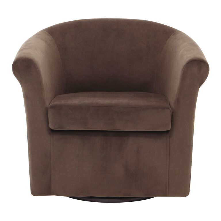 Ward Velvet Roll Arm Upholstered Swivel Chair image number 2