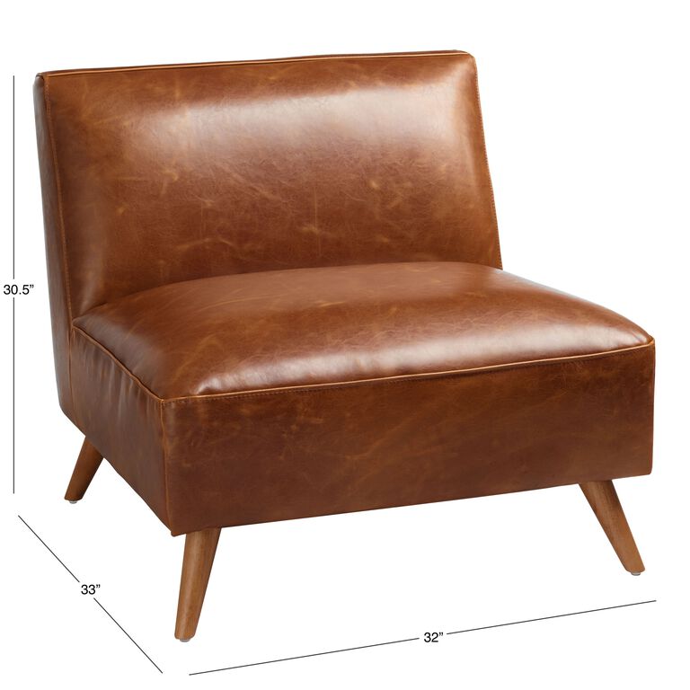 Huxley Cognac Mid Century Armless Chair image number 4