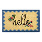 Blue and Natural Floral Hello Scalloped Border Coir Doormat image number 0