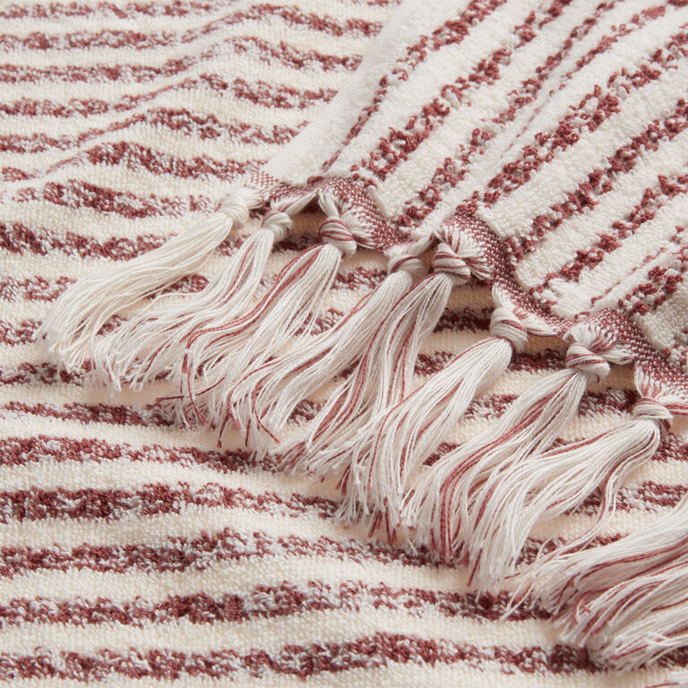 Ashlen Terracotta And White Striped Terry Towel Collection image number 4