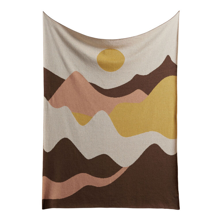 Ivory And Brown Mountain On The Go Throw Blanket image number 1