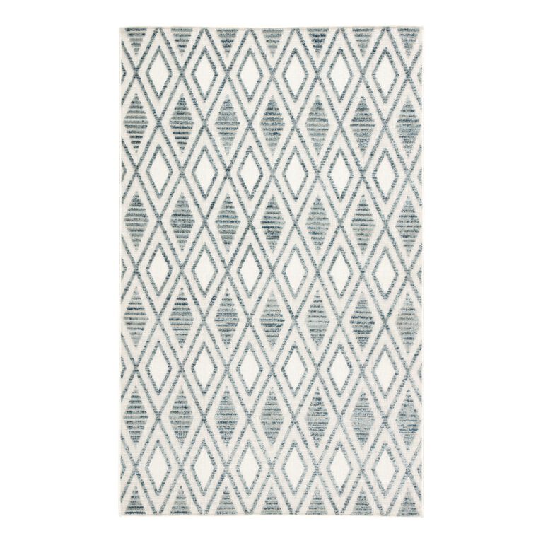 Blue and White Lattice Lahana Indoor Outdoor Rug image number 1