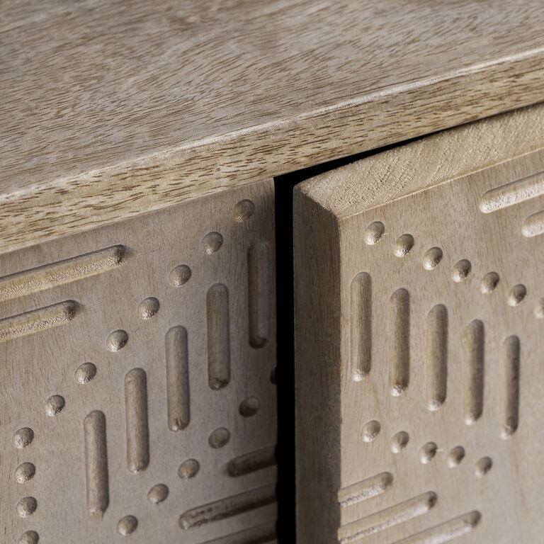 CRAFT Jivan Ash Gray Carved Wood Geo Storage Cabinet image number 6