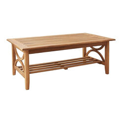 Mendocino Teak Wood Outdoor Coffee Table with Shelf