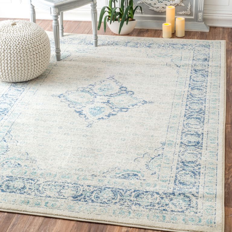 Henley Blue Distressed Persian Style Area Rug image number 3