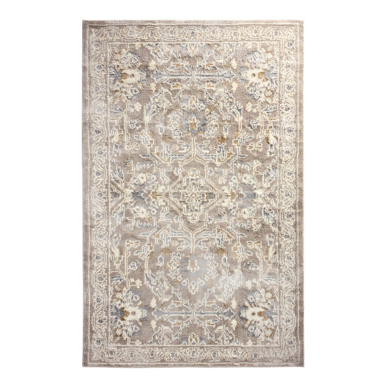 Celia Cream and Silver Traditional Style Plush Area Rug image number 1