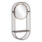 Oval Black And Gold Metal Tilting Wall Mirror With Shelf image number 2
