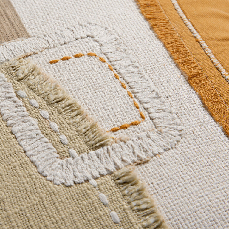 Taupe And Orange Patchwork Throw Pillow image number 4