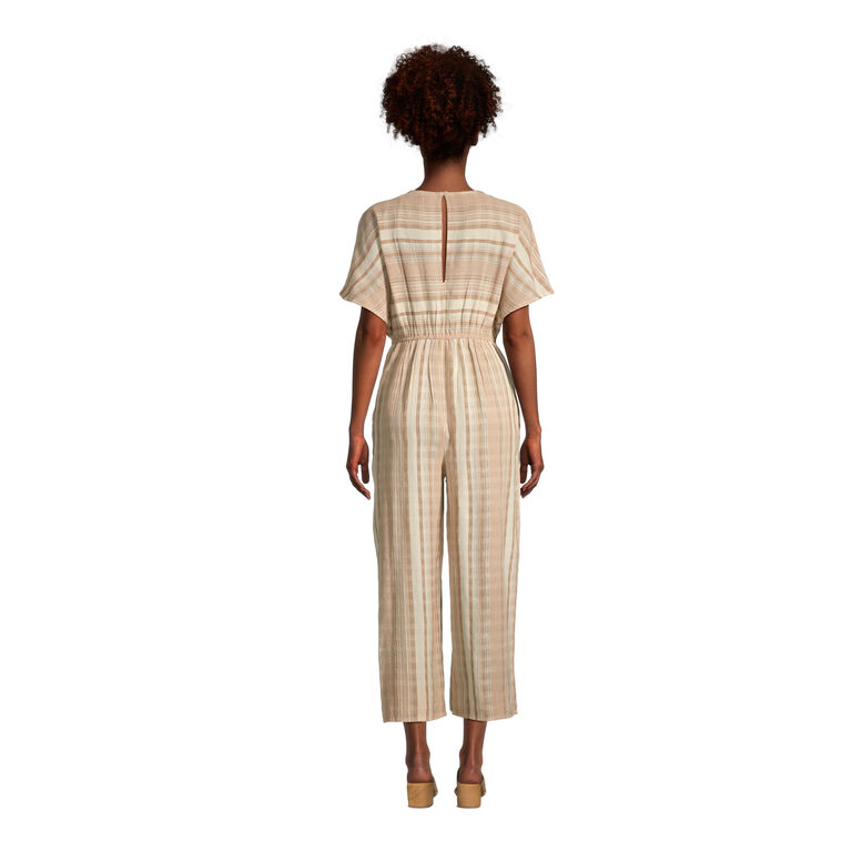 Misha Ivory And Terracotta Stripe Jumpsuit With Pockets image number 2