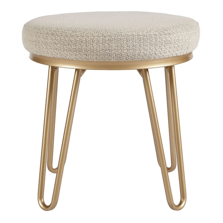 Frederick Round Gold Metal Hairpin Upholstered Stool image number 3