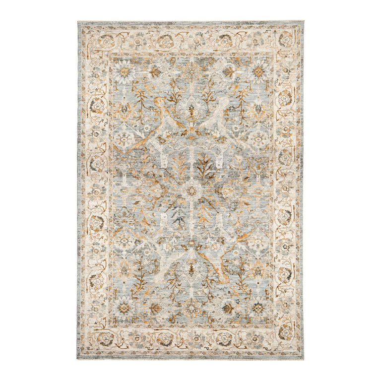 Impressions Kashan Blue and Gold Traditional Style Area Rug image number 1