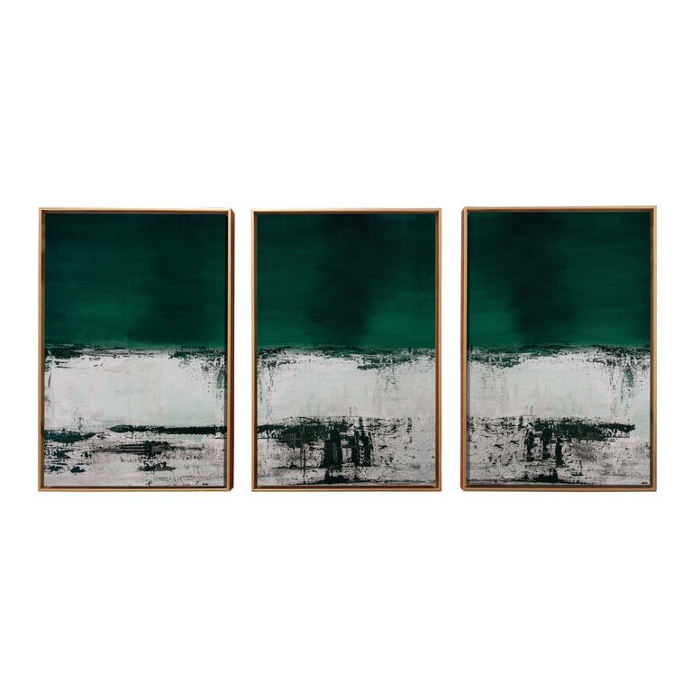Malachite Green Abstract Framed Canvas Wall Art 3 Piece image number 1