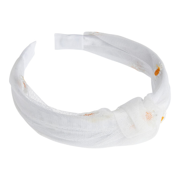 White Daisy Knotted Headband image number 1