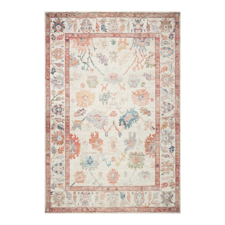 Zoe Multicolor Floral Distressed Persian Style Area Rug image number 1