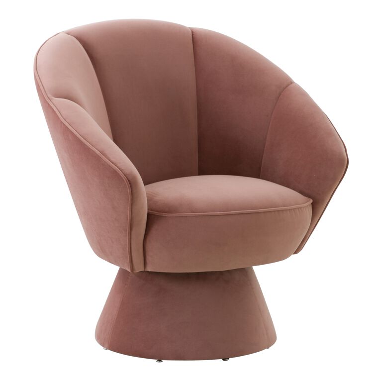 Joni Velvet Channel Tufted Upholstered Swivel Chair image number 1