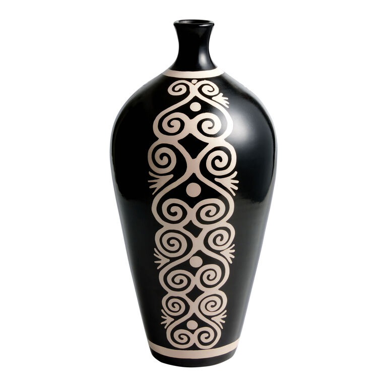CRAFT Tall Black and White Chulucanas Vase image number 1