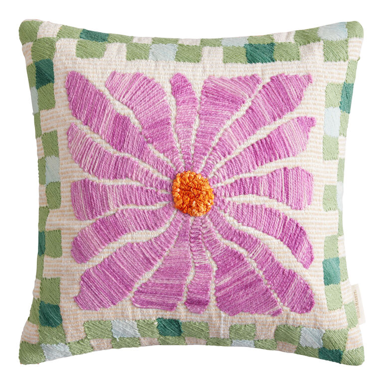 Magenta Abstract Floral Indoor Outdoor Throw Pillow image number 1