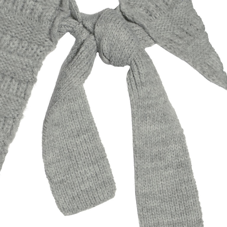 Sandy Gray Stripe Knit Turtleneck Sweater Poncho image number 2
