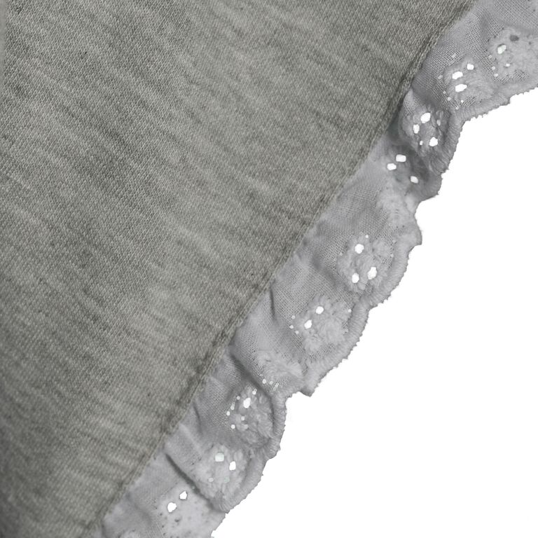 Heathered Gray Eyelet Lace Lounge Top image number 2