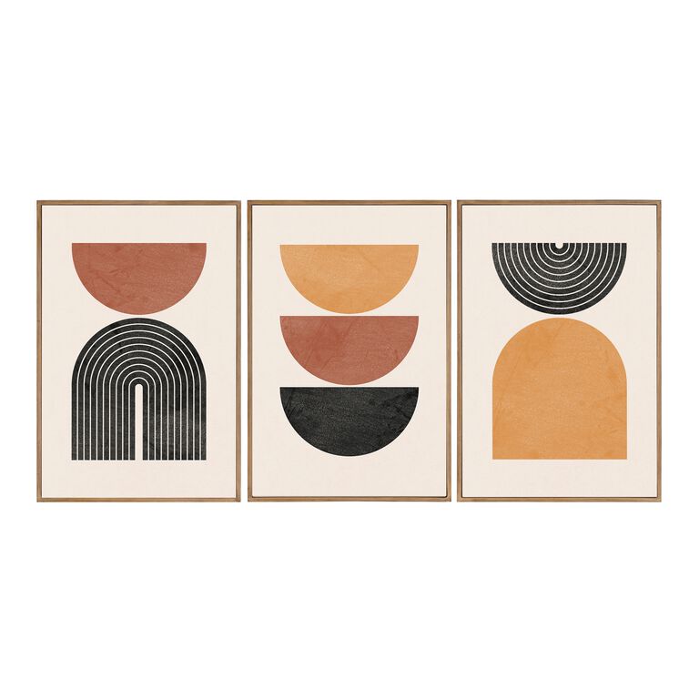 Orange, Ivory And Black Abstract Geo Framed Wall Art 3 Piece image number 1